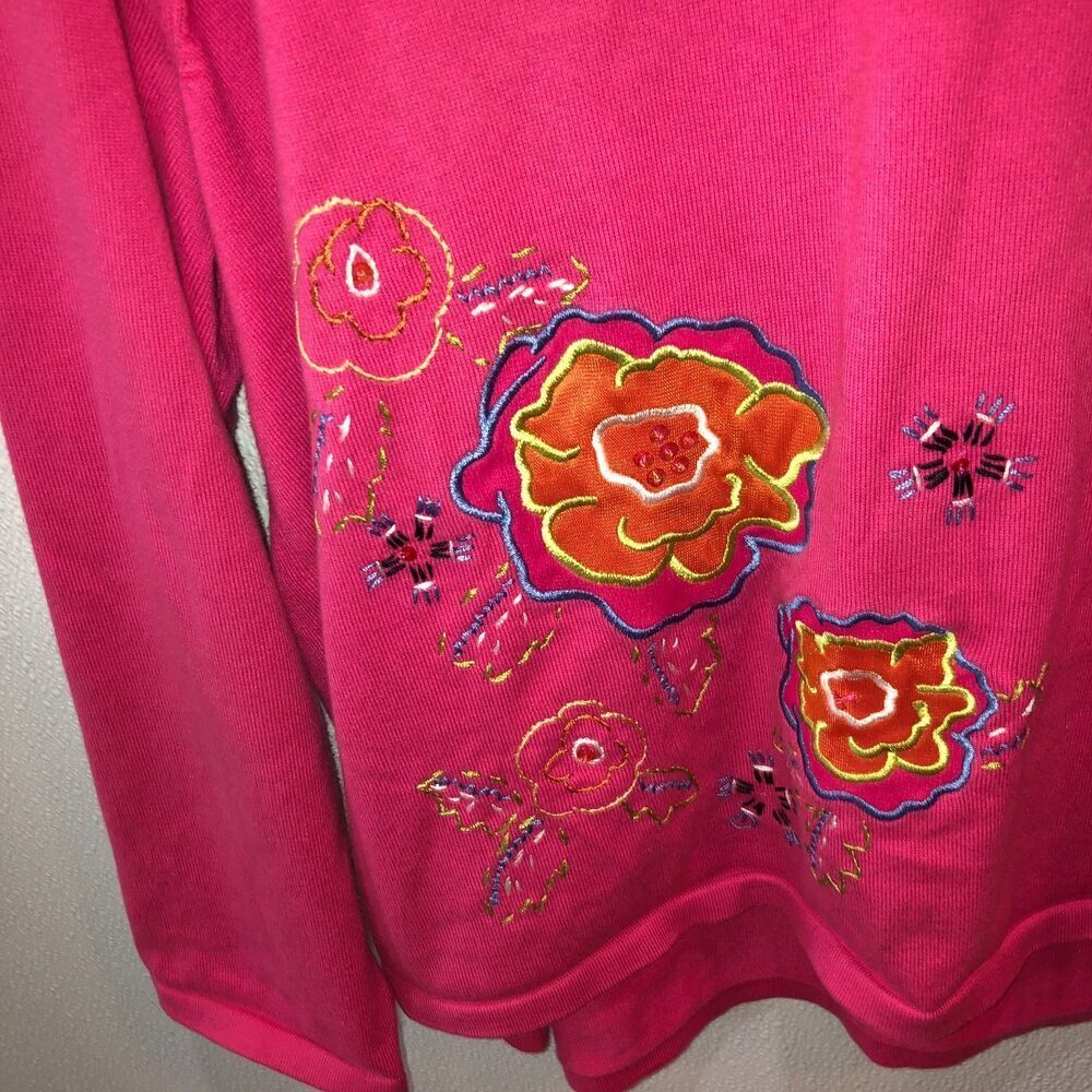 VTG Elisabeth Liz Claiborne Womens 3X Pink Floral Flower Long Sleeve Shirt Top - Picture 6 of 10